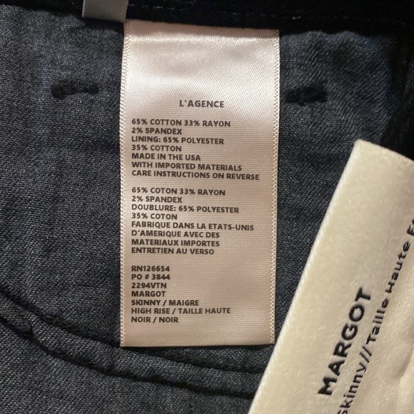 NEW L'AGENCE Margot High Rise Skinny Luxe Velvet 
Size 25” Color Noir - Picture 7 of 7